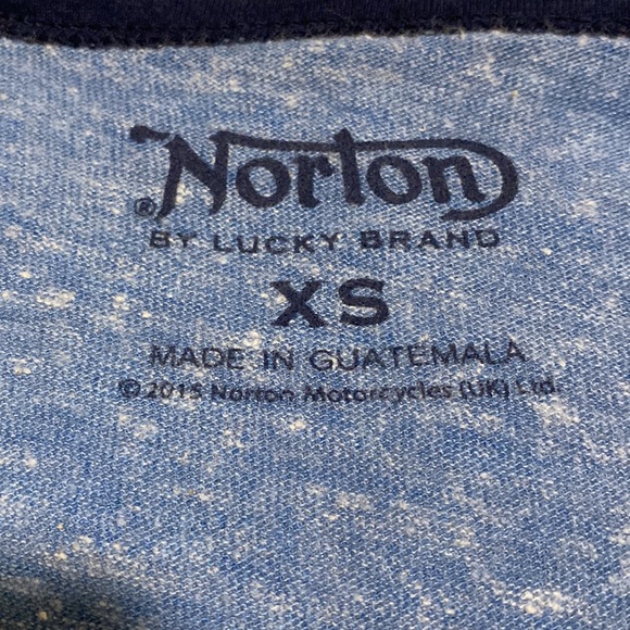Norton by Lucky Brand Motorcycle Graphic Baseball Tee with 3/4 Sleeves - Picture 9 of 11